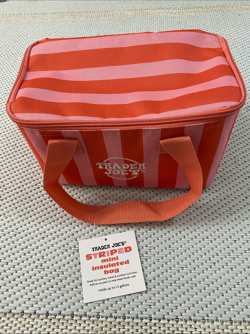Trader Joe's Striped Pink & Orange Insulated Lunch Bag